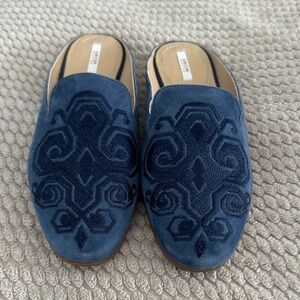 Geox Blue Embroidered Loafers